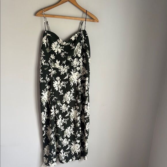 NEW Abercrombie & Fitch High-Slit Midaxi Dress green floral Large - Picture 3 of 15
